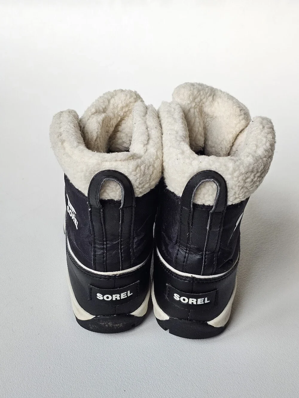 Sorel Whitney Carnival Waterproof Snow Boots Faux Fur Lined Black Girls Size 4